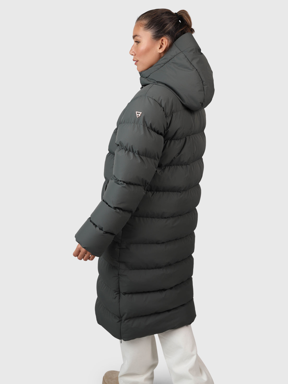 Bigsur Damen Langer Puffer Mantel | Mud Green