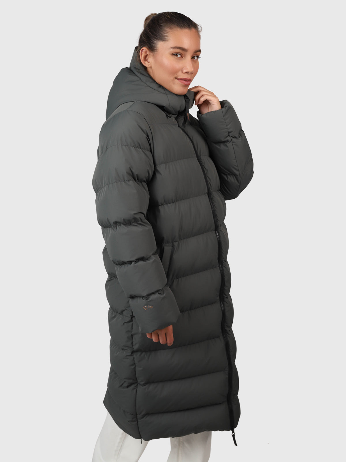 Bigsur Damen Langer Puffer Mantel | Mud Green