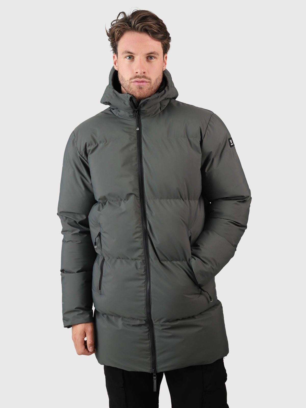 Bigmain Men Long Puffer Jacket | Mud Green