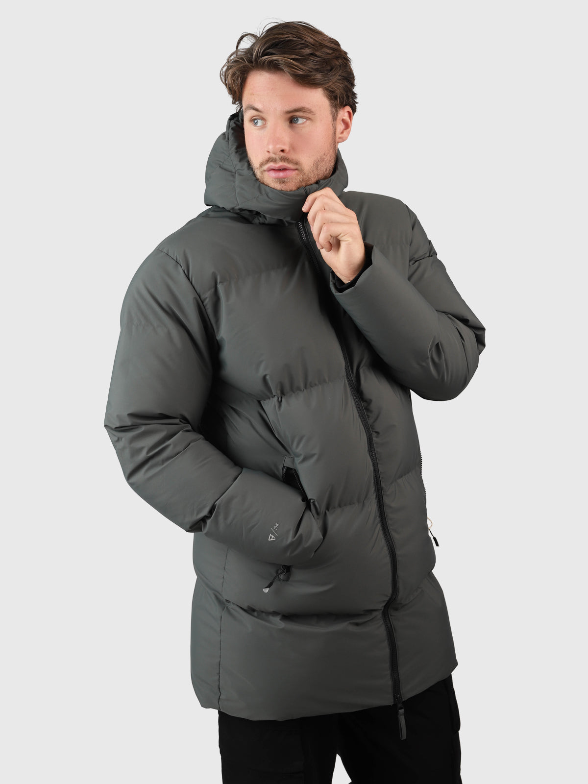 Bigmain Herren Lange Pufferjacke | Mud Green