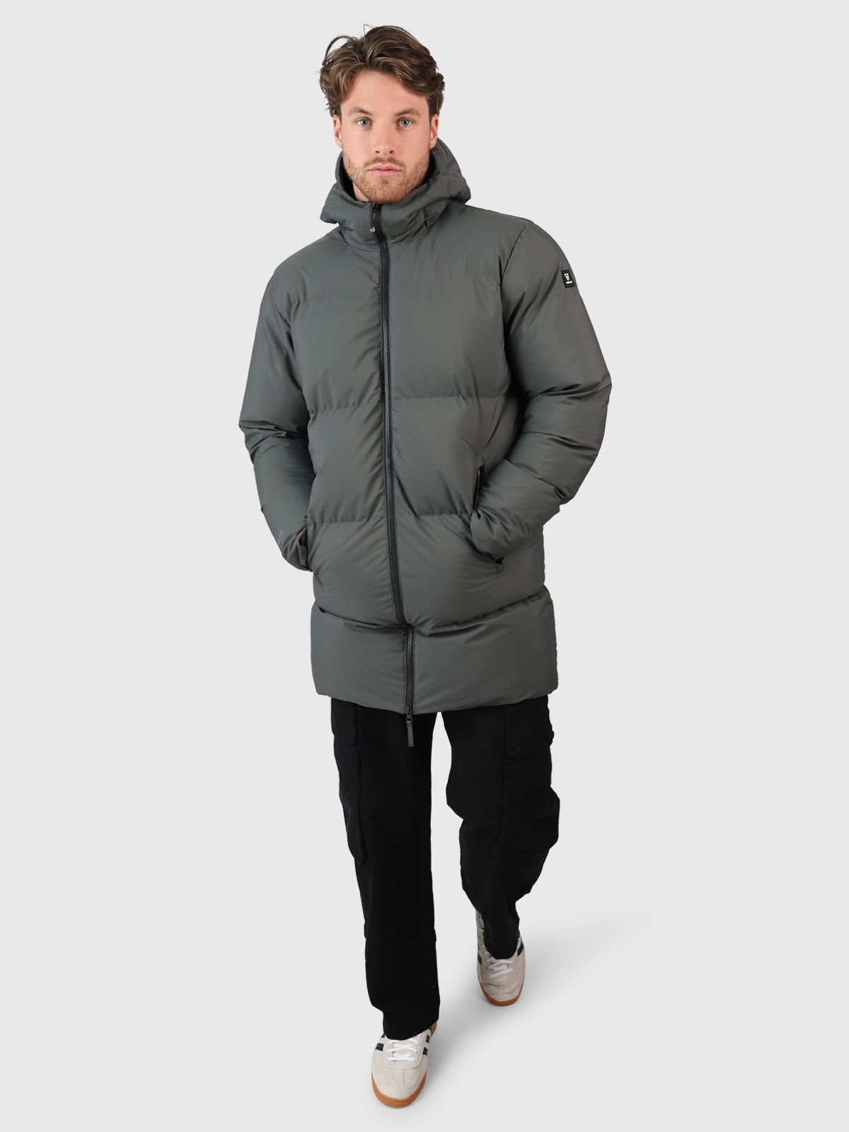 Bigmain Men Long Puffer Jacket | Mud Green