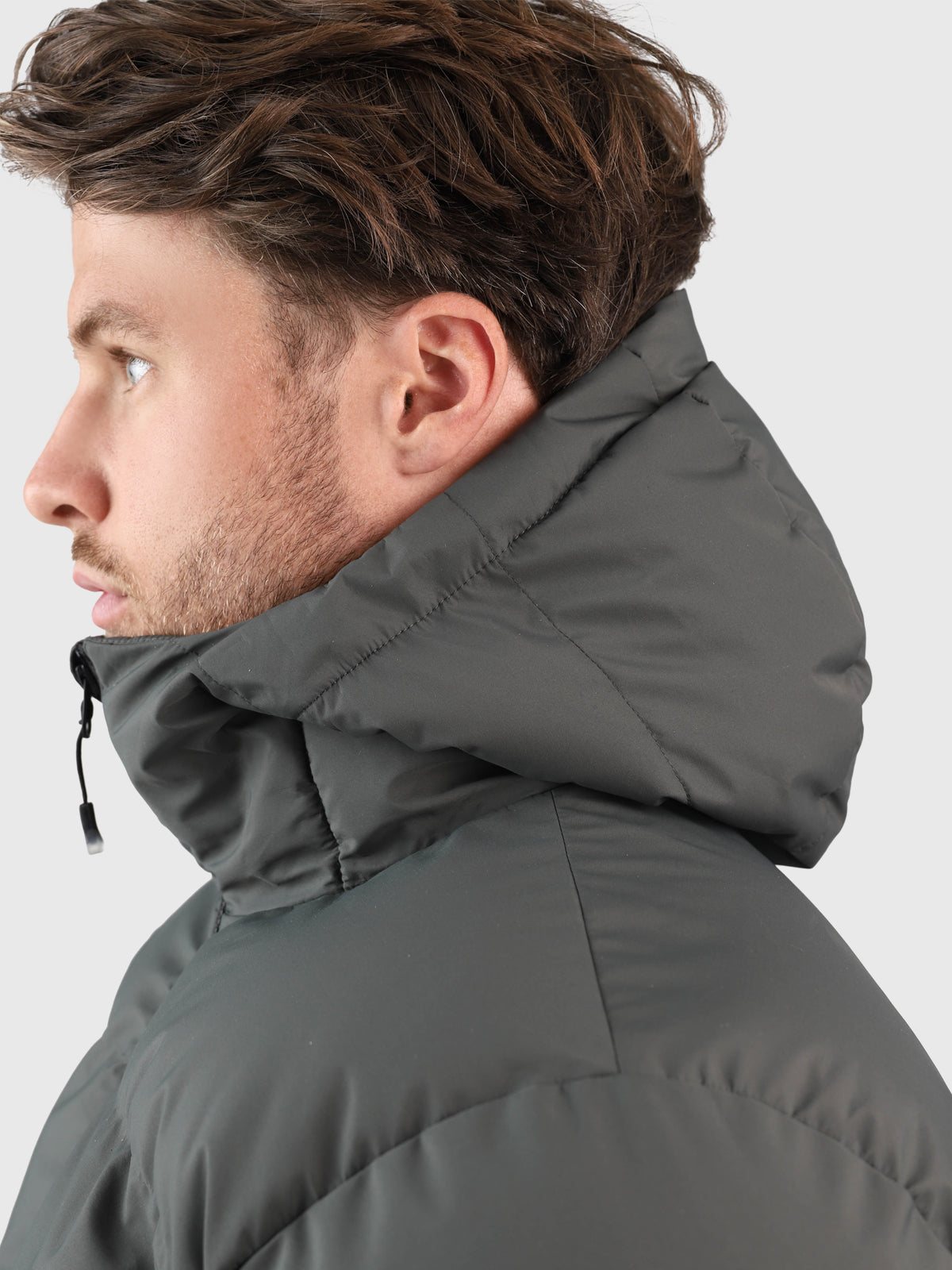 Bigmain Heren Lange Puffer Jas | Mud Green