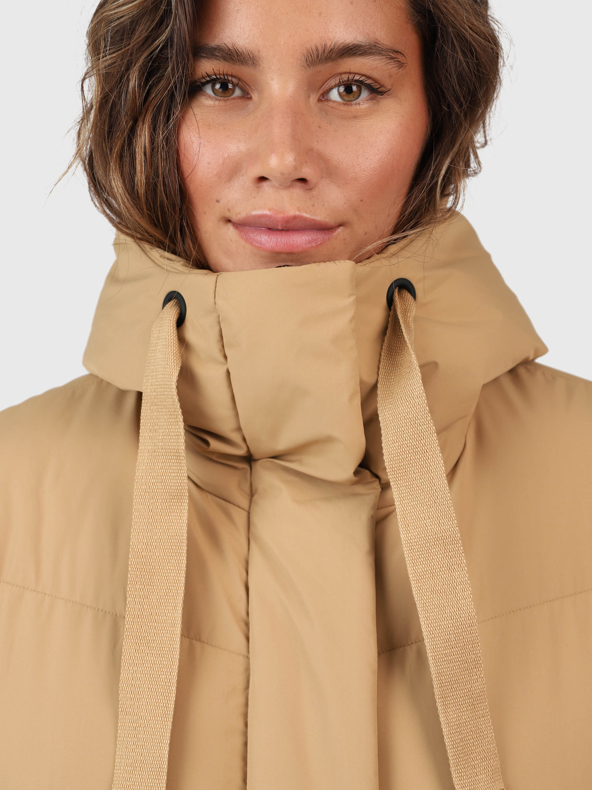 Bigsury Damen Langer Puffer Mantel | Desert