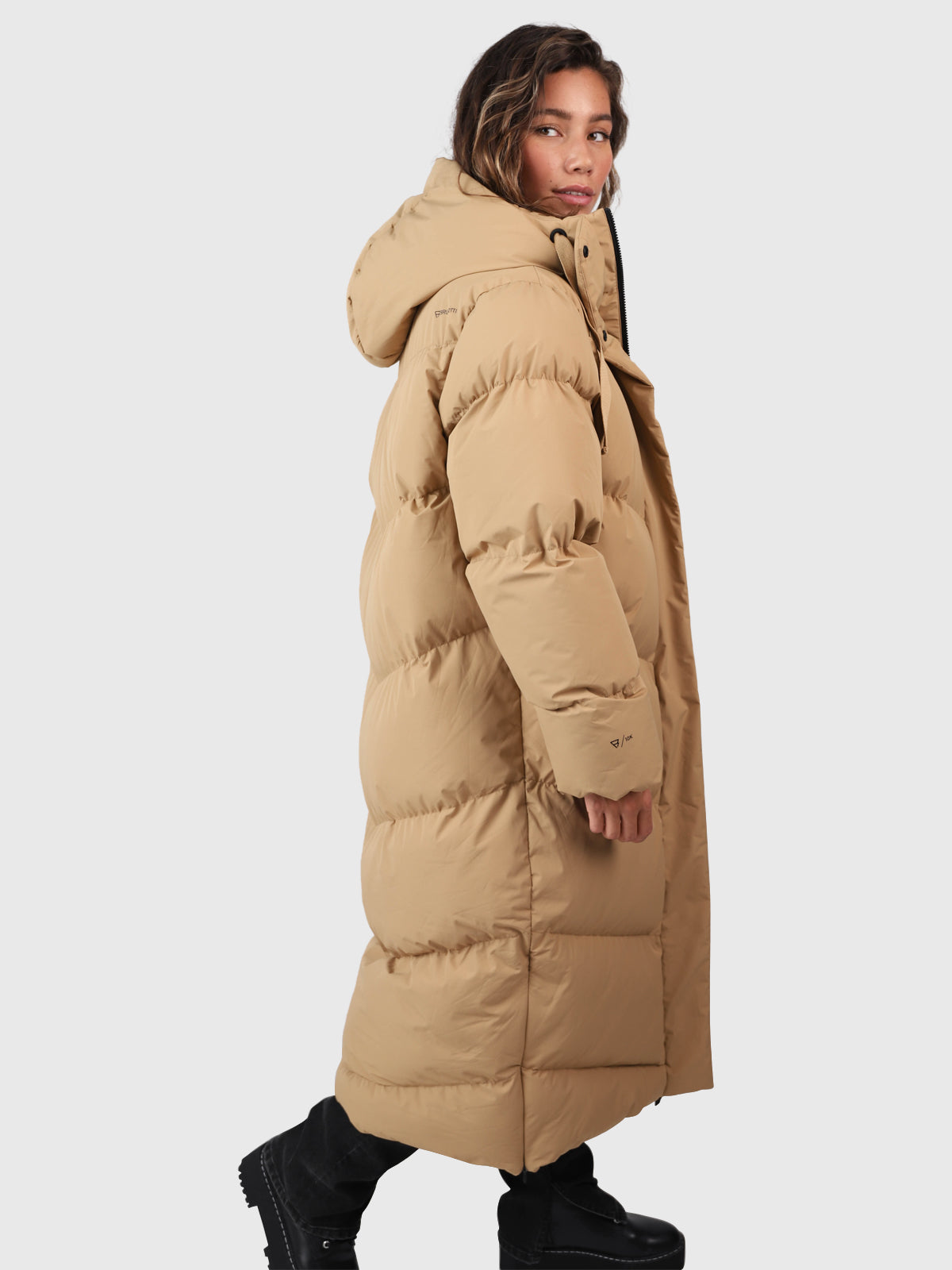 Bigsury Dames Lange Puffer Jas | Desert