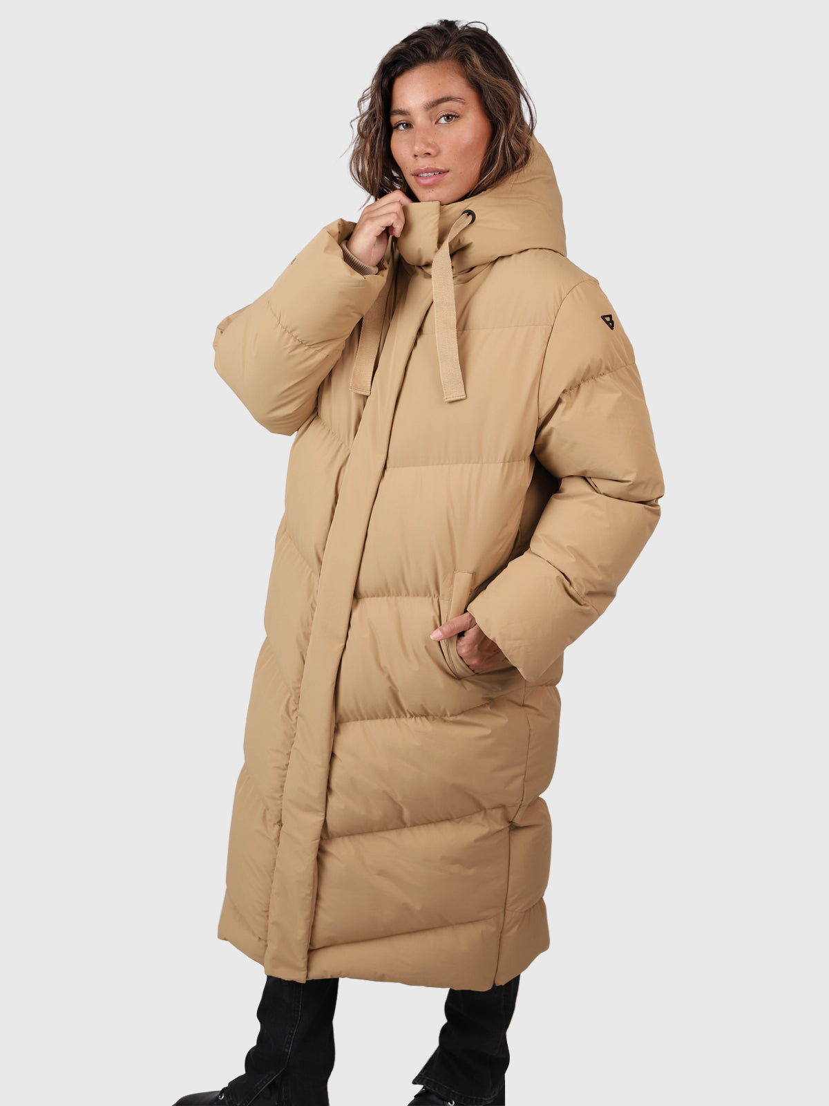 Bigsury Dames Lange Puffer Jas Desert