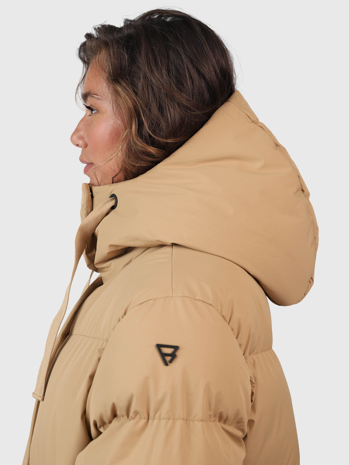 Bigsury Dames Lange Puffer Jas | Desert