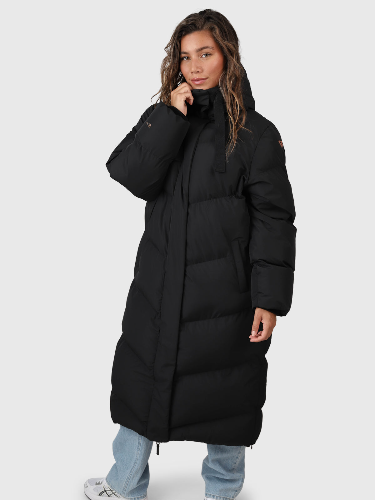 Bigsury Damen Langer Puffer Mantel | Schwarz