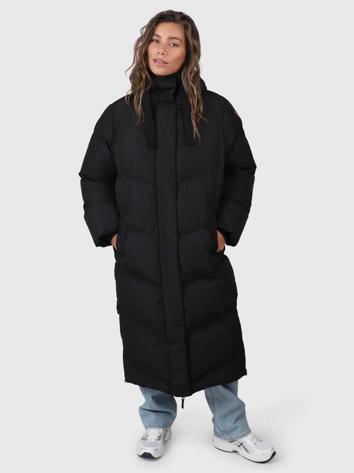 Bigsury Damen Langer Puffer Mantel | Schwarz