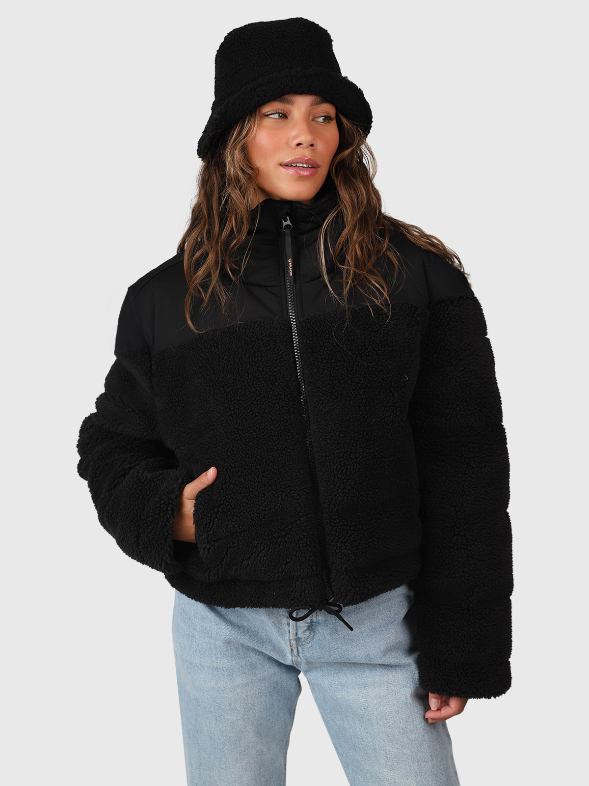 Teddy Damen Teddy Pufferjacke | Schwarz