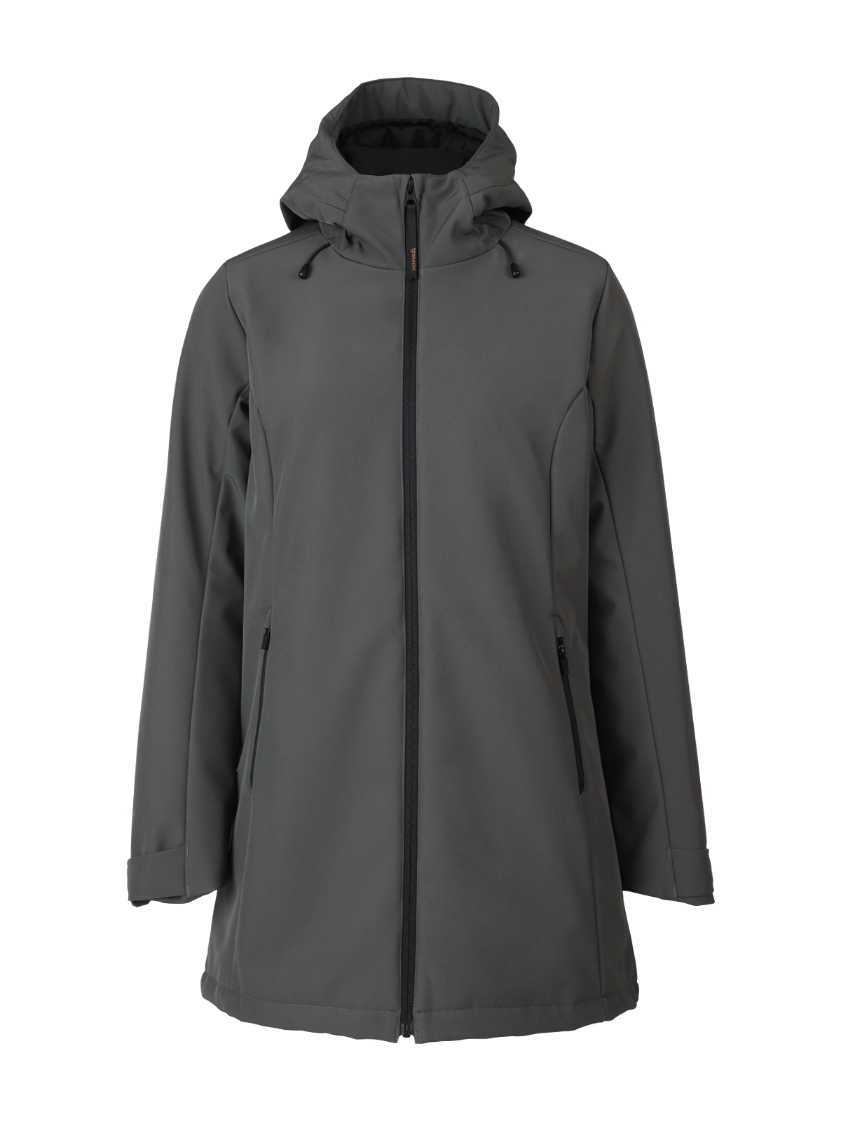 Melle Dames Lange Softshell Jas | Mud Green