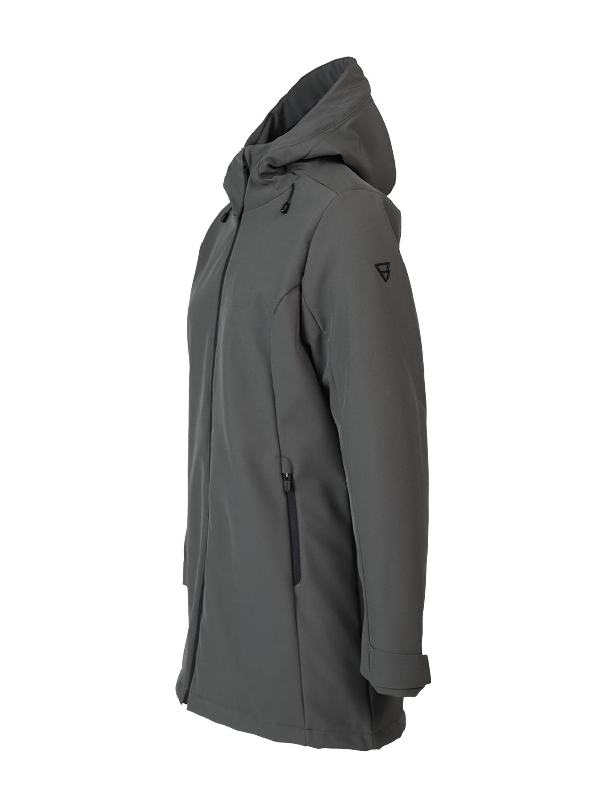 Melle Dames Lange Softshell Jas | Mud Green