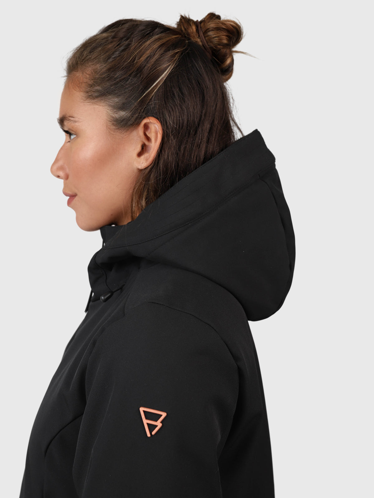 Melle Dames Lange Softshell Jas | Zwart