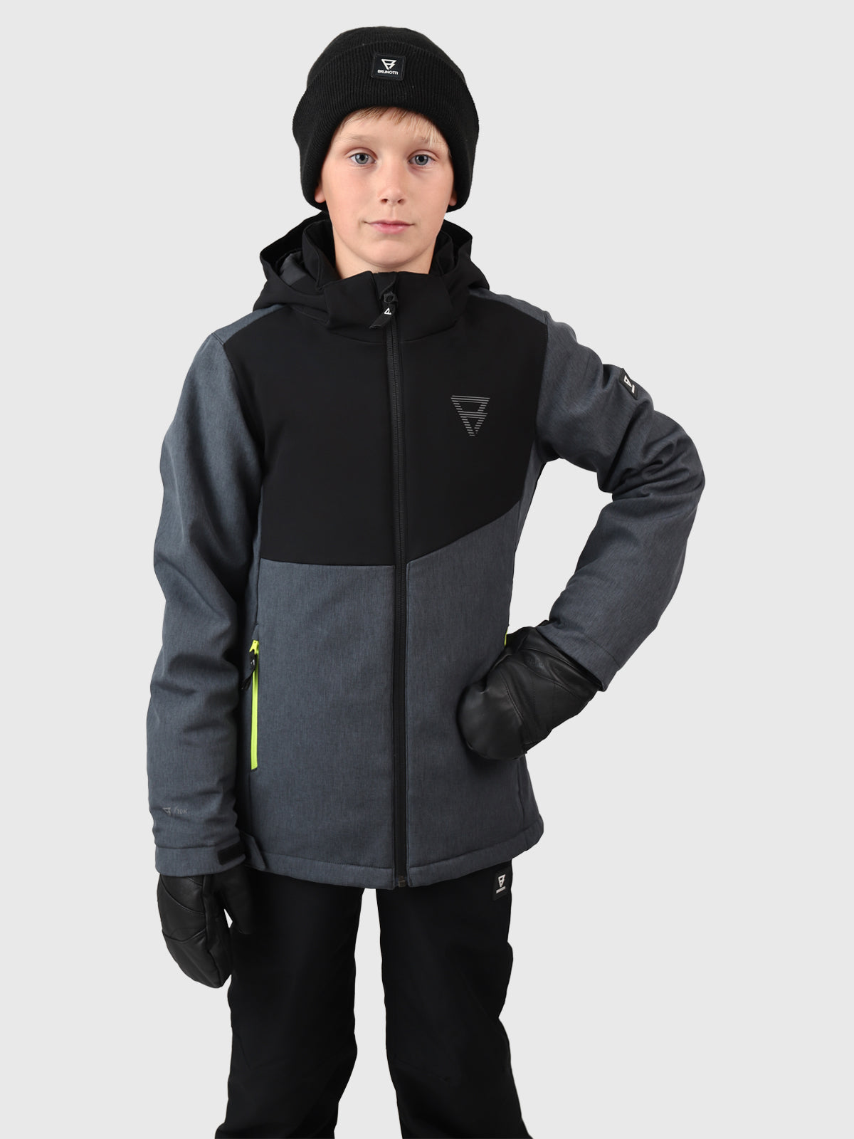 Twinstroky Jongens Softshell Ski Jas | Dark Grey Melee