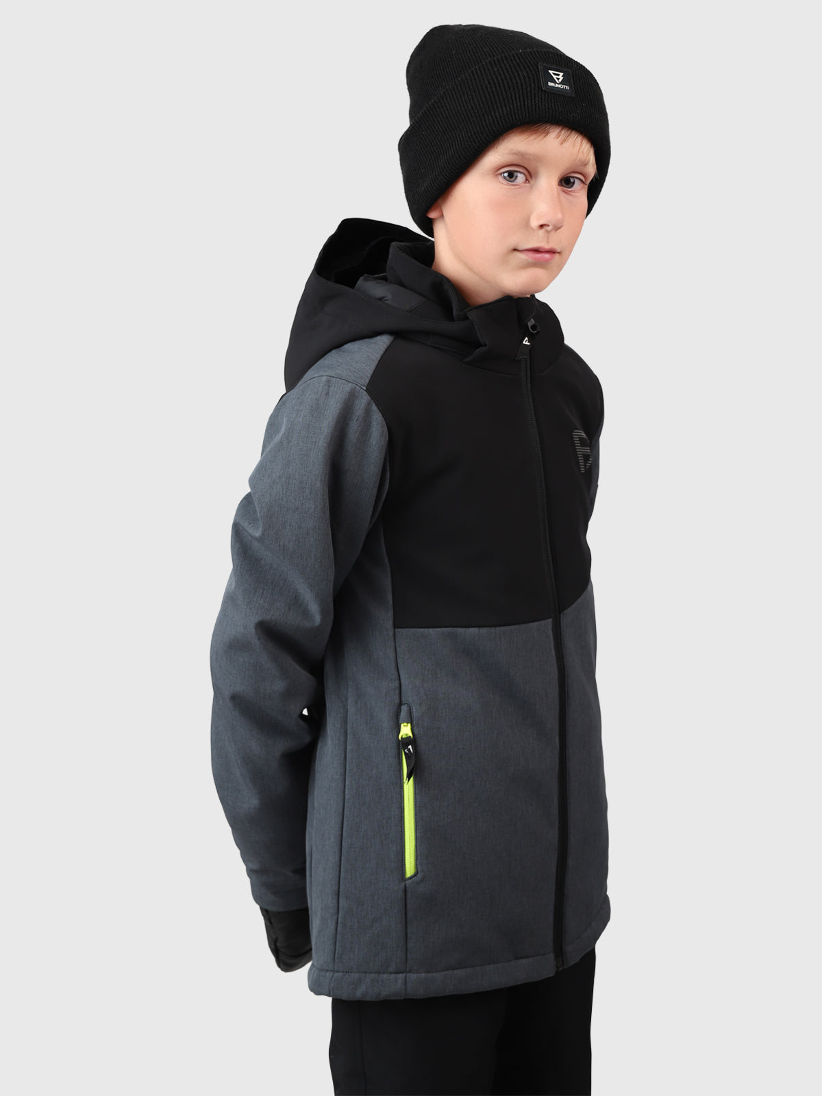 Twinstroky Jongens Softshell Ski Jas | Dark Grey Melee