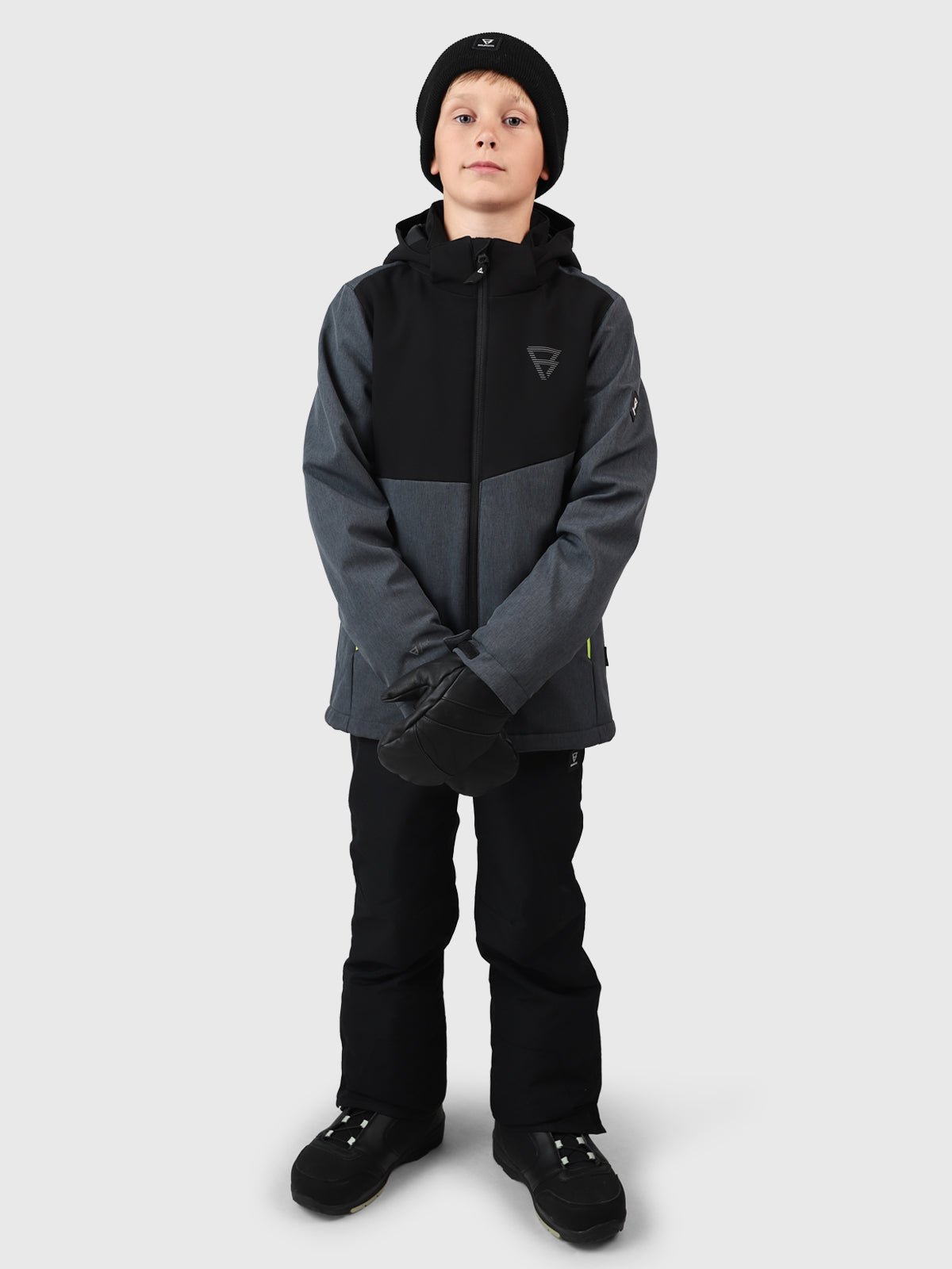 Twinstroky Jungen Softshell Skijacke | Dark Grey Melee