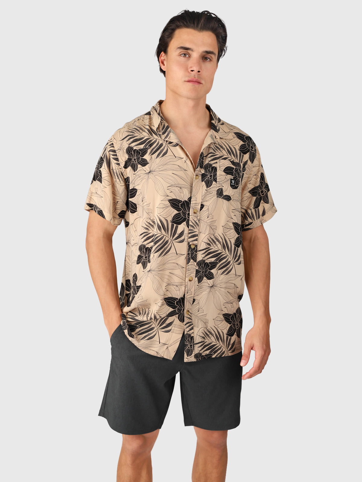 Lasse Men Shirt | Leaves Allover Ginger