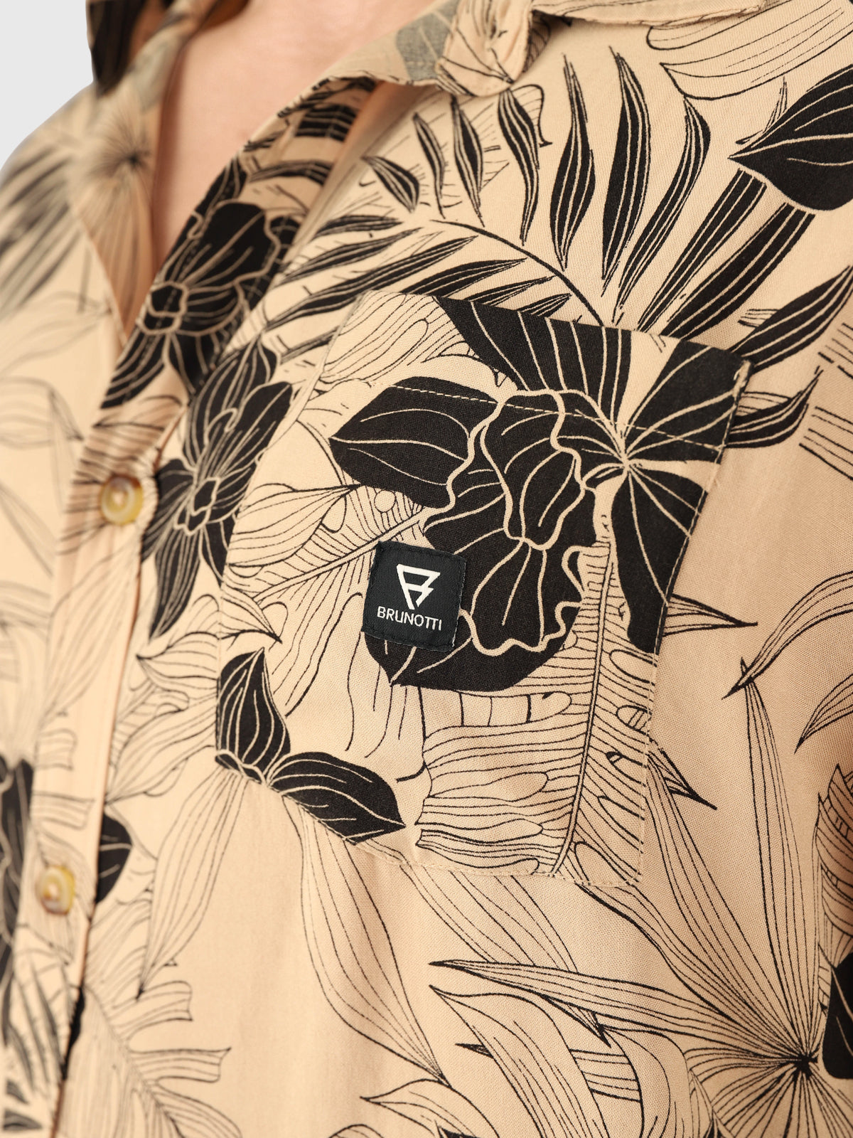 Lasse Men Shirt | Leaves Allover Ginger