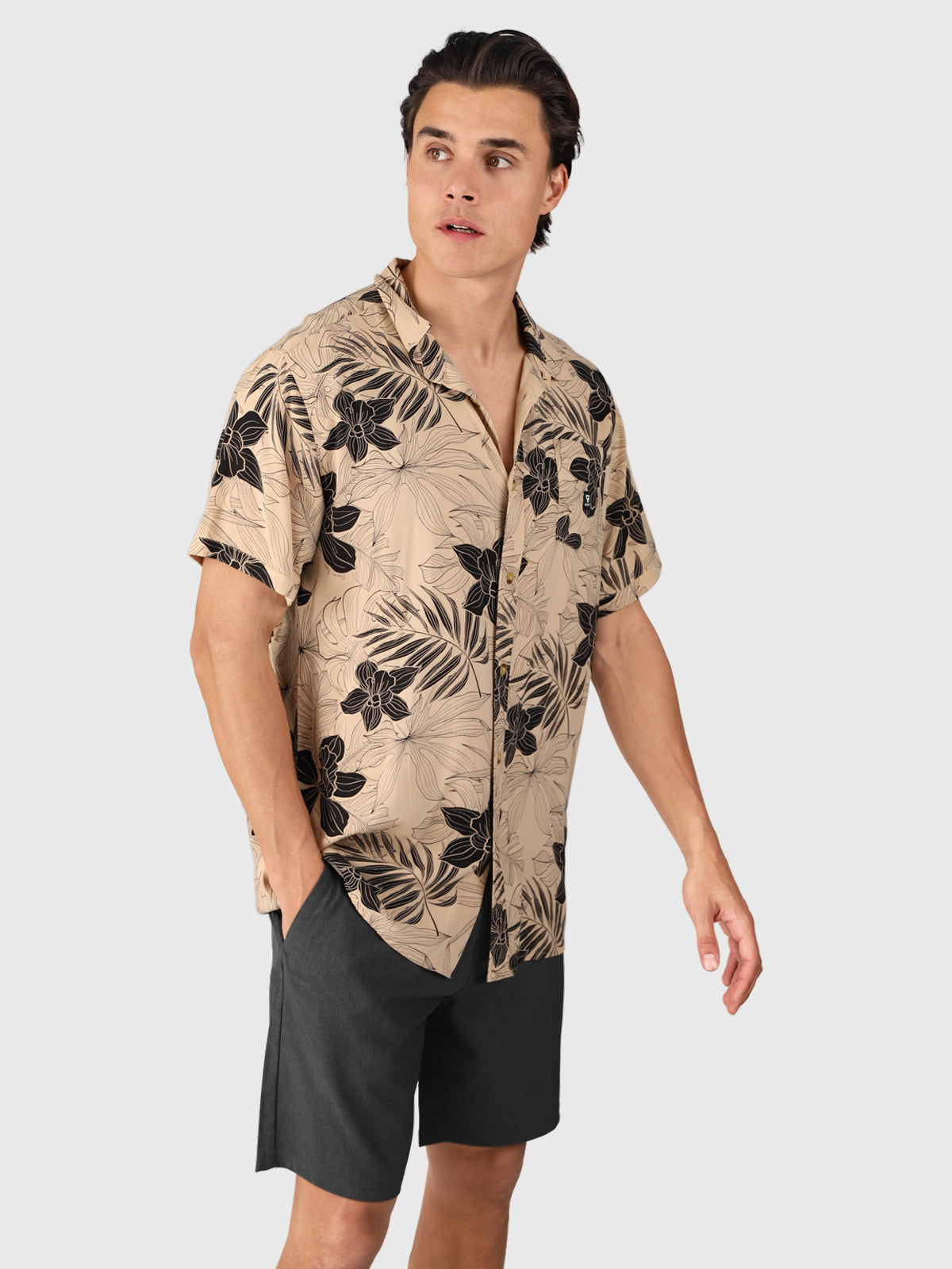 Lasse Men Shirt | Leaves Allover Ginger