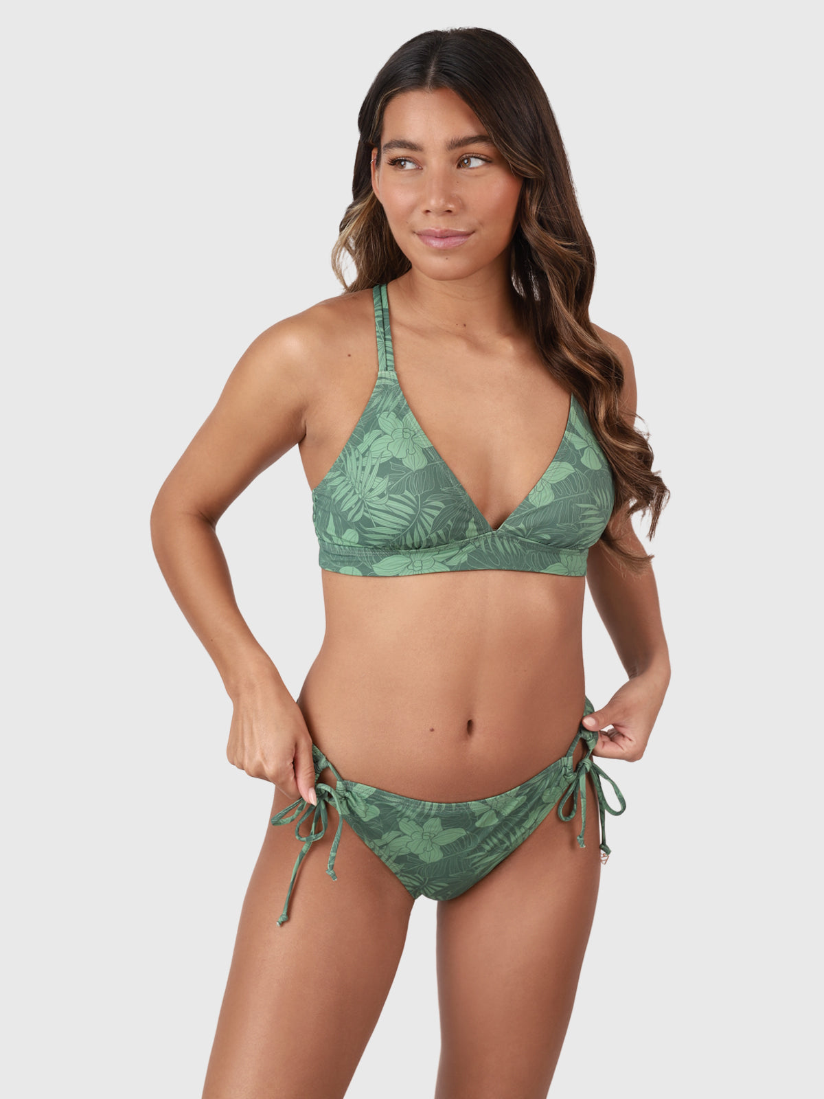 Delphina-Leaf Damen Bralette Bikini Top | Juniper