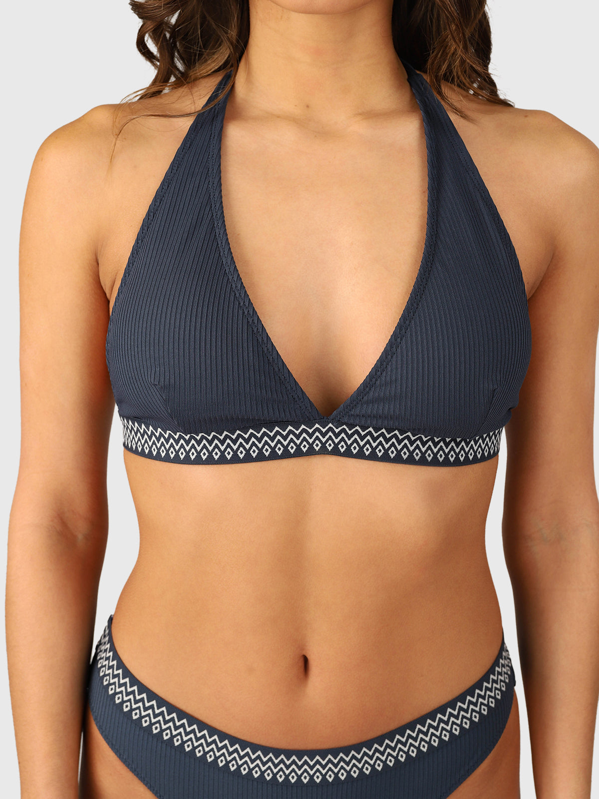 Bell-Rib Dames Bikini Halter Top | Indigo Blue