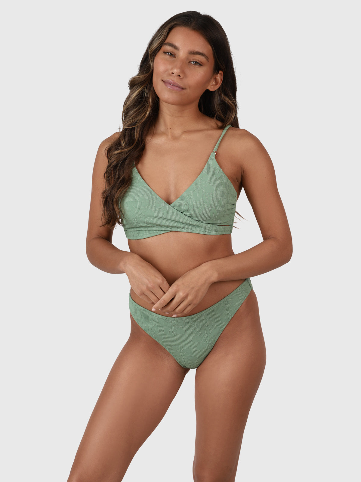 Bella-Jacquard Damen Bralette Bikini | Eucalyptus