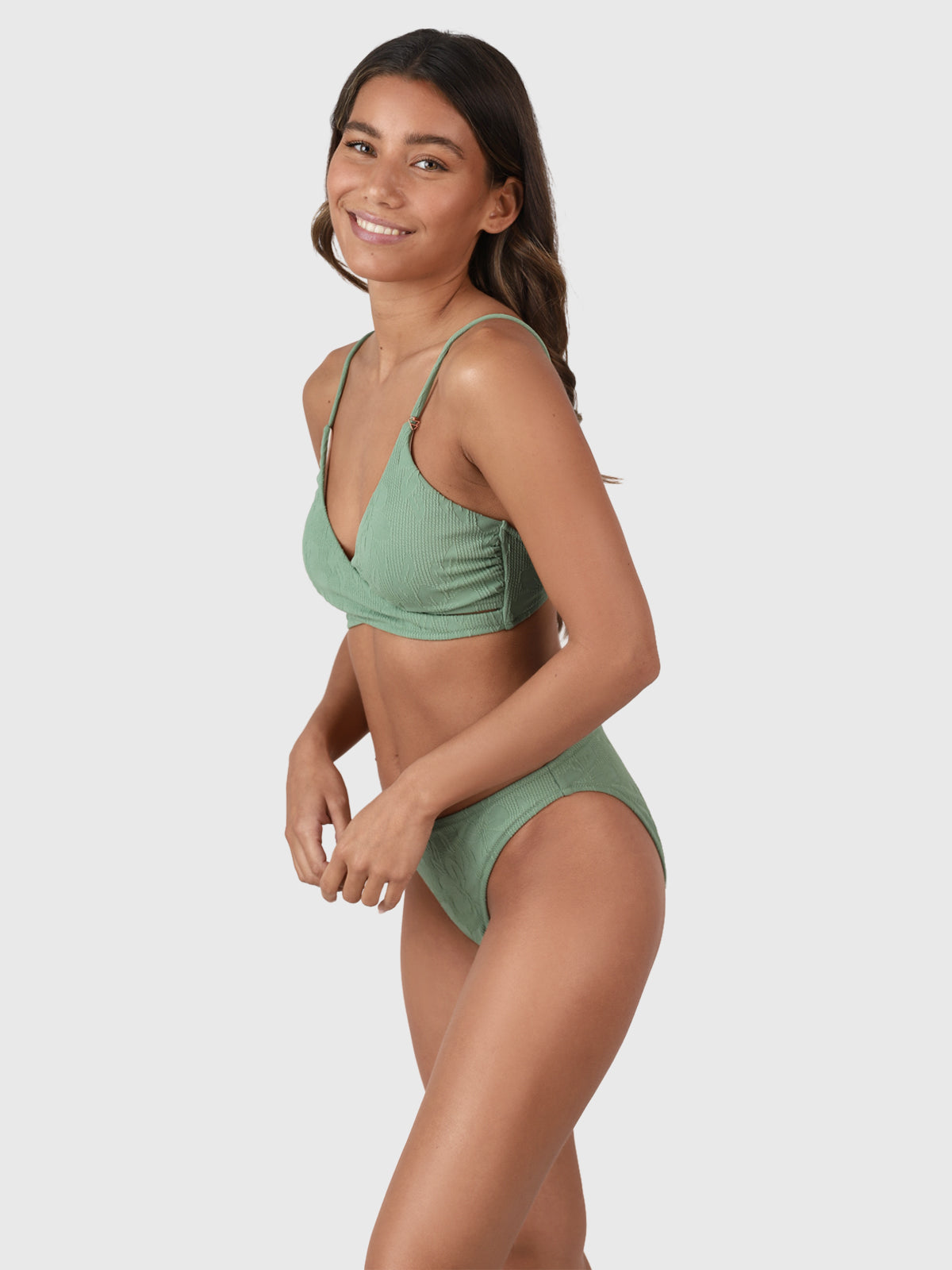 Bella-Jacquard Damen Bralette Bikini | Eucalyptus