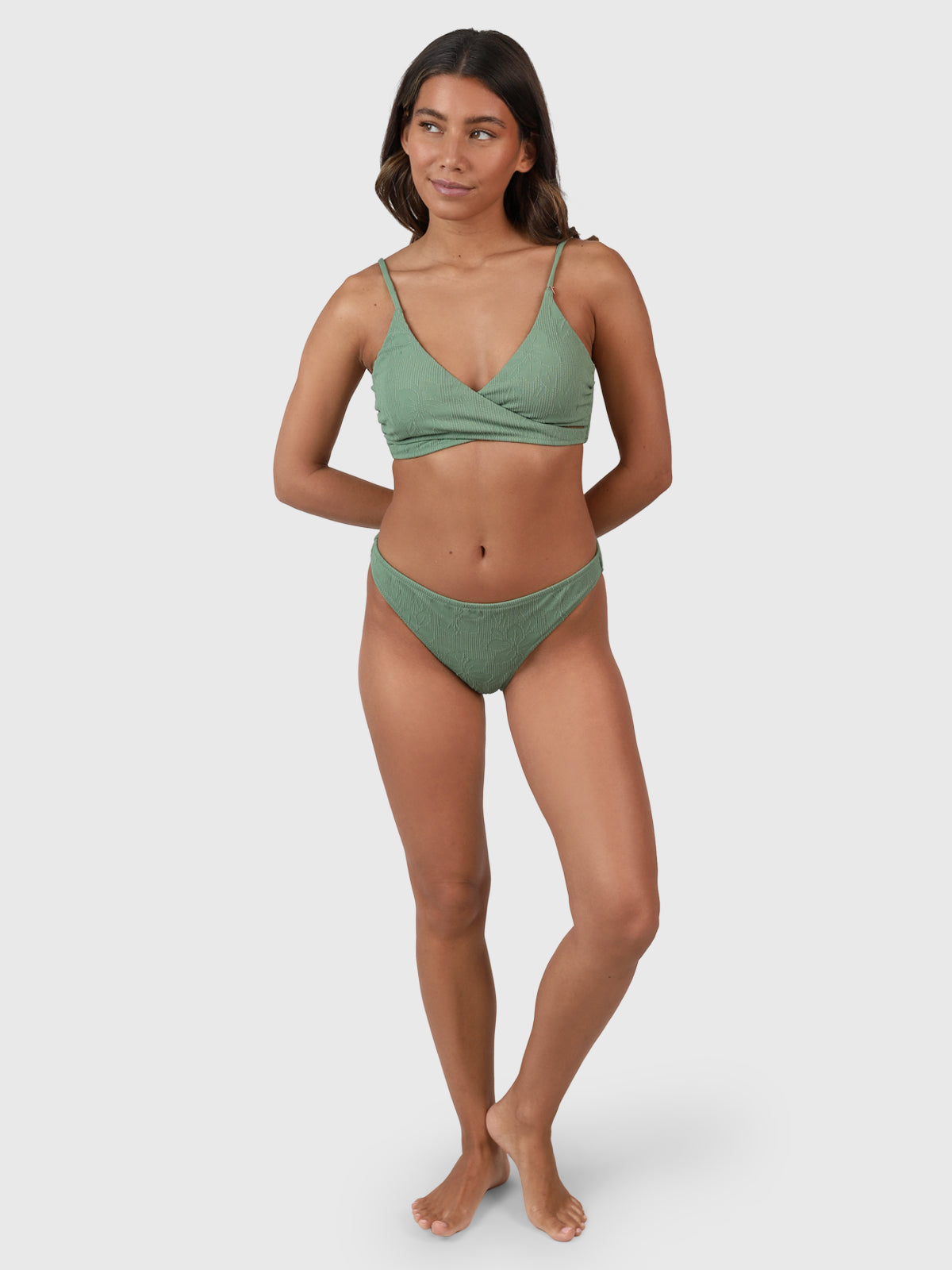 Bella-Jacquard Damen Bralette Bikini | Eucalyptus