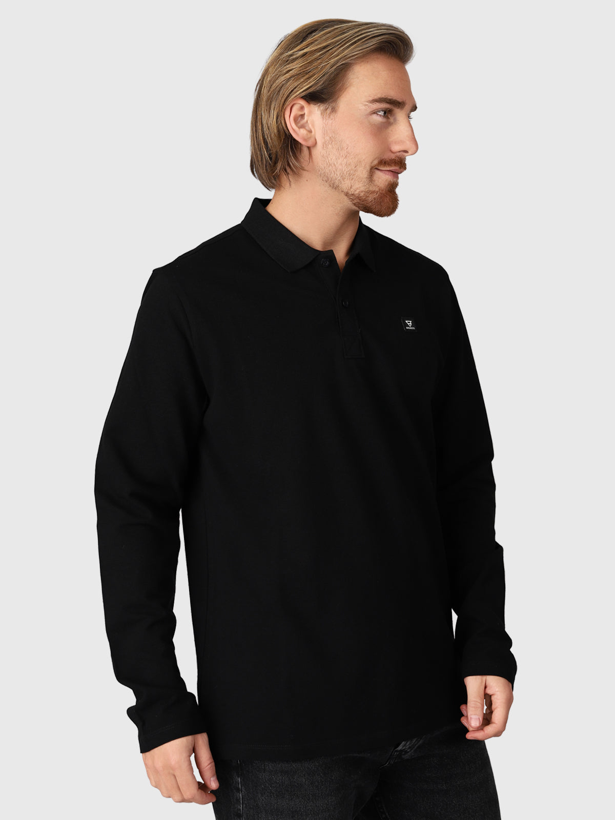 Manica Heren Longsleeve Polo Zwart