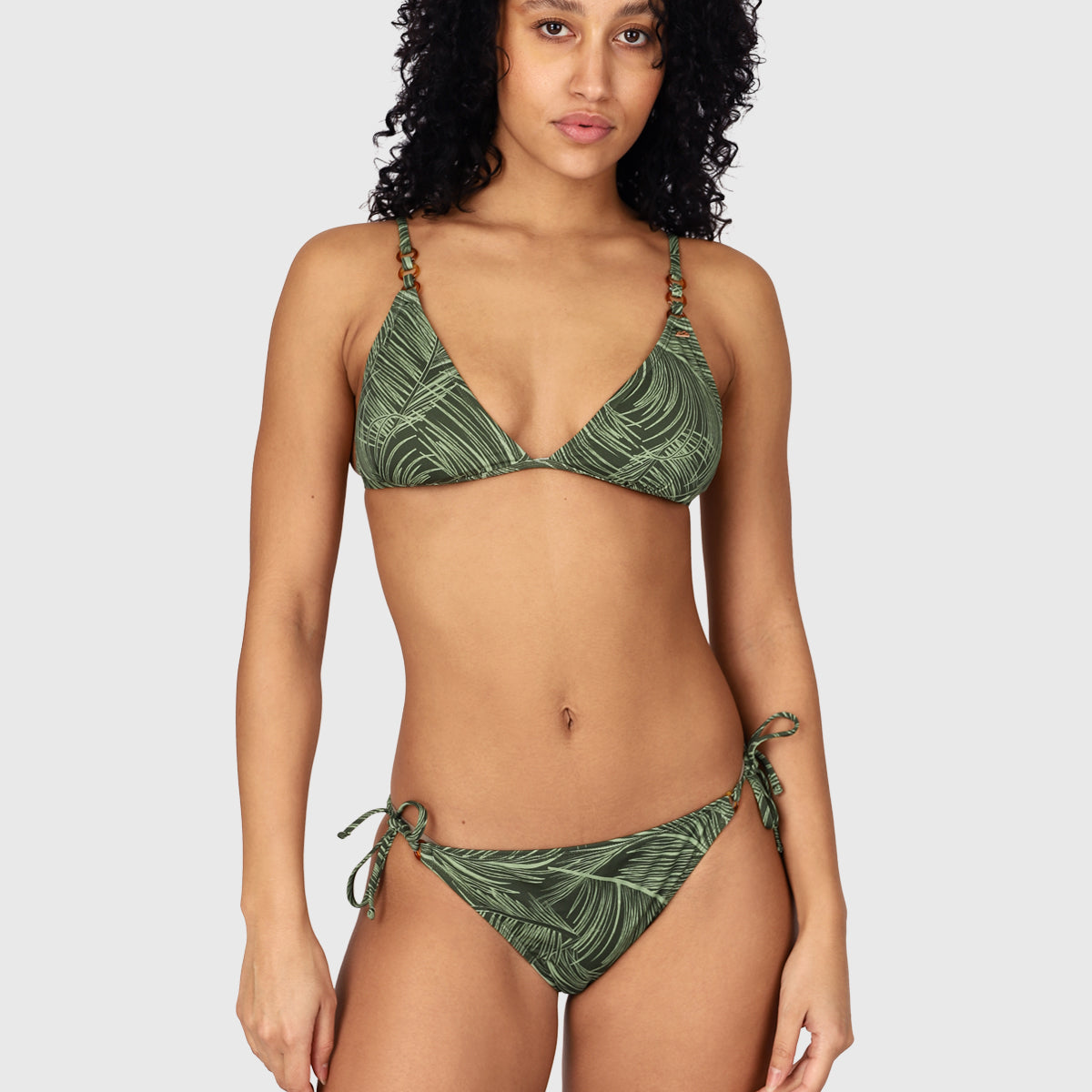 Hanaley-Satin Women Triangle Green Bikini 